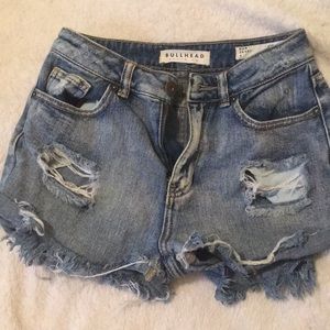 Denim Distressed ripped mini shorts